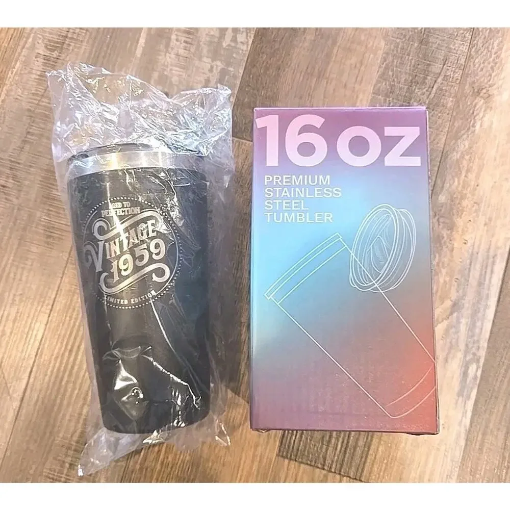 9550 16oz Premium stainless steel tumbler Aged To Perfection Vintage 1959 Black